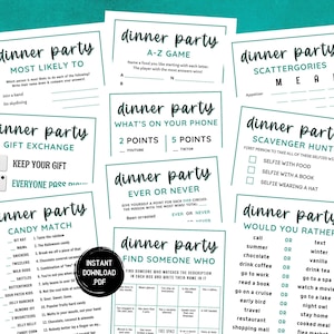 Dinner Party Game Bundle, Printable Dinner Party Games, Dinner Games, Dinner Table Games, Gathering, Icebreaker Games, Adult Party Games