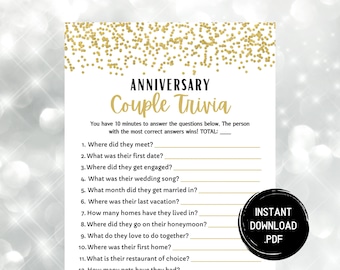 Anniversary Trivia Etsy