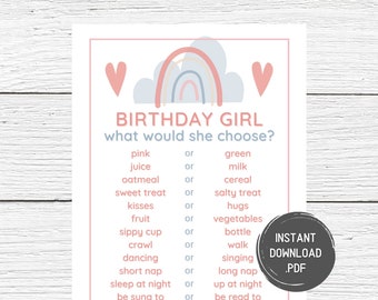 1st Birthday Games, First Birthday Party Games, Who Knows Baby Best, Who Knows The Birthday Girl, 1st Birthday Party Games, Instant Download