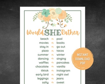 Teen Birthday Game: Would She Rather - Slumber Party (Instant Download)