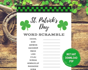 St. Patrick's Day Word Scramble Game (Instant Download)