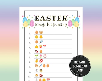 Easter Emoji Pictionary Game, Printable Easter Games, Emoji Game, Fun Easter Games, Easter Activities For Adults And Kids, Instant Download