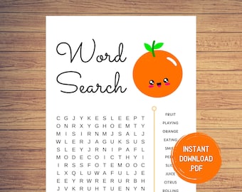 Kids Word Search Puzzle: Printable Activity Worksheet (Digital Download)