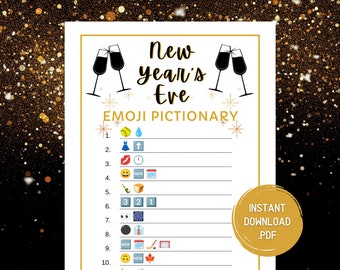 New Years Eve Emoji Pictionary Game, New Years Party Game Activity, New Years Eve Game, New Years Game, Holiday Party Game, Instant Download