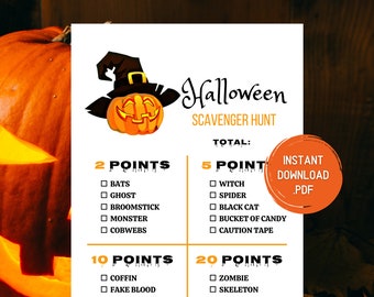 Halloween Scavenger Hunt Printable Game - Halloween Activities - Outdoor Halloween Scavenger Hunt - Halloween Party Game - Digital Download