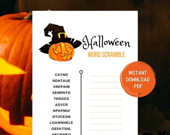 Halloween Party Games - Halloween Games - Halloween Game Printable - Halloween Word Scramble - Fun Halloween Party Game - Instant Download