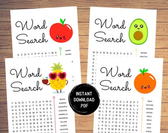 Casse-tête recherche de mots pour enfants : 4 jeux, activités à imprimer (téléchargement PDF)