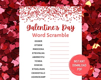 Valentine's Day Games - Galentines Party Printable - Word Scramble Game - Instant Download - Virtual Party Games - Zoom Games