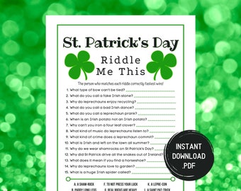 St Patricks Day Riddle Trivia Game: Fun Printable (Instant Download)