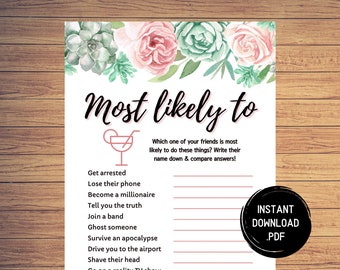 Most Likely To, Virtual Game Night, Ladies Night Party Games, Fun Girls Night Out, Girls Night In, Adult Party Games, Instant Download