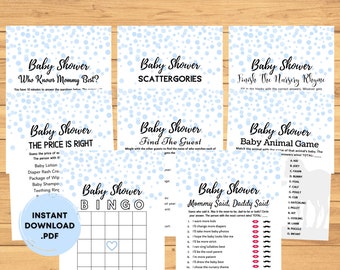 Blue Baby Shower Games Bundle: 8 Pack (Instant Download)