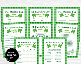 St Patricks Day Games, St Pattys Day Party Games, St Pats Game Pack, Adult Party Games Bundle, St Paddys Irish Games, Instant Download