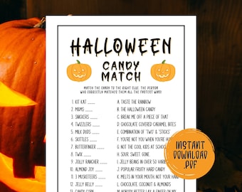 Halloween Candy Match Party Game, Halloween Games, Halloween Party Games, Halloween Candy Match Game, Match The Candy Game, Instant Download