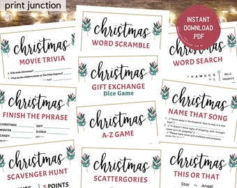 Christmas Game Bundle, Holiday Party Trivia, Christmas Party Games, Printable Christmas Games, Games For Kids Adults Groups Office Families