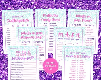 Teen Birthday Party Games, Teen Slumber Party Games, Girls Birthday Sleepover Games, Tween Preteen Birthday Party Games, Instant Download
