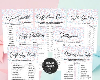 Gender Reveal Games Bundle: 7 Party Activities (Digital Download)