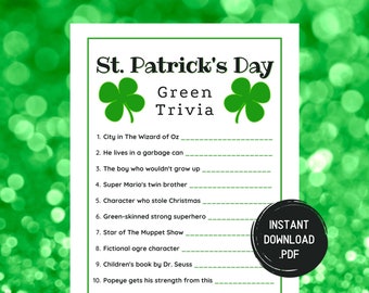 St. Patrick's Day Green Trivia Game (Instant Download)