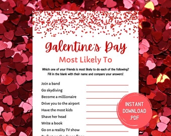 Valentine's Day Games - Galentines Party Printable - Most Likely To Game - Instant Download - Valentines Ideas - Valentines Day Printable