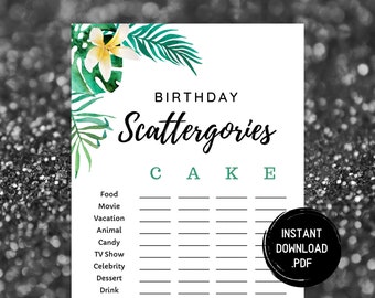 Adult Party Games - Birthday Scattergories - Printable Birthday Party Games - Scattergories Game - 30th Birthday Game - Instant Download