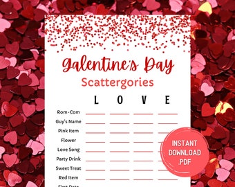 Valentine's Day Games - Galentines Party Printable - Valentine Scattergories - Instant Download - Valentines Ideas - Valentines Day Party