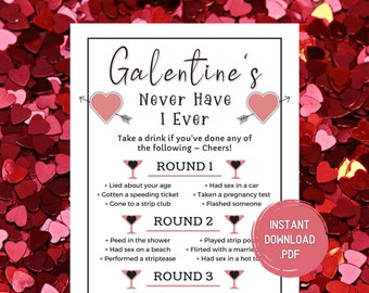 Galentines Day Never Have I Ever Game, Fun Printable Party Activity, Games For Adults, Drinking Games, Galentines Party Games, Girls Night