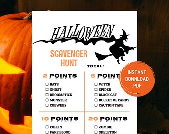 Halloween Scavenger Hunt Printable Game - Halloween Activities - Outdoor Halloween Scavenger Hunt - Halloween Party Game - Digital Download