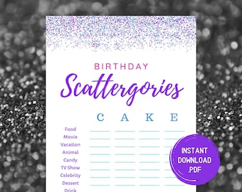 Party Game - Scattergories - Birthday Party Game - Printable Birthday Party Games - Scattergories Game - Birthday Game - Fun Birthday Game