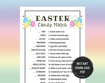 Match The Candy Game, Easter Games, Easter Party Games, Spring Games, Candy Match Game, Adult Party Games, Games For Kids, Instant Download