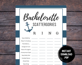 Jogo de Scattergories de despedida de solteira náutica (download digital)
