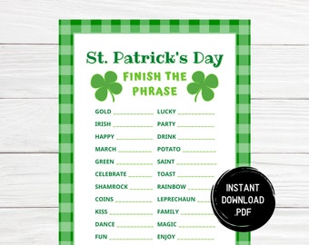 St Patrick's Day Scattergories, Finish the Phrase, St Pattys Day Games, Irish Games, Fun St Pattys Day, St Paddys, St Pats, Instant Download