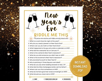 New Years Eve Riddle Me This Trivia Game, New Years Eve Trivia Game, Printable New Years Games, NYE Games, Holiday Games, Instant Download