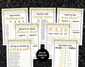 Teen Birthday Party Games, Teen Slumber Party Games, Girls Birthday Sleepover Games, Tween Preteen Birthday Party Games, Instant Download