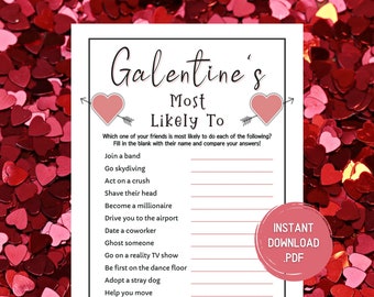 Juegos más probables para el Día de San Valentín, Noche de chicas, Juegos para fiestas de San Valentín, Juegos para adultos, Juegos divertidos para San Valentín, Noche de chicas, Imprimible