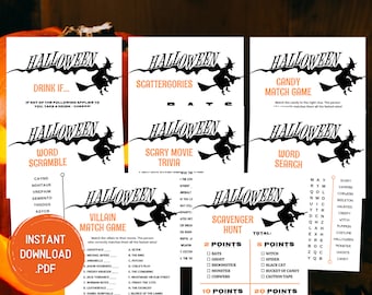 Halloweenspel, Halloweenfestspel, utskrivbara Halloweenspel, Halloweenspel för vuxna, utskrivbara festspel, Halloweenspelpaket