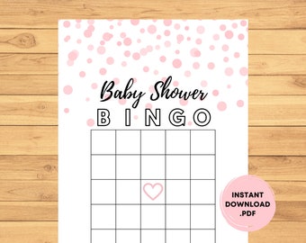 Pink Baby Shower Bingo Game Cards (Digital Download)