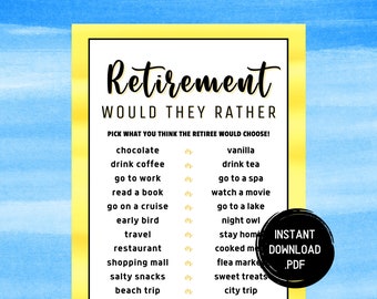 Retirement Would They Rather Game: Fun Party Activity (Digital Download)