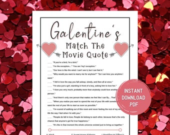 Galentines Day Games, Movie Quotes Game, Galentines Party, Galentines Printable, Chick Flick, Rom Com, Girls Night In Game, Instant Download