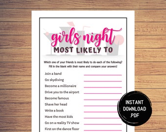 Girls Night 'Most Likely To' Game: Fun Party Activity (Digital Download)