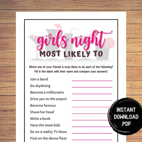 Girls Night Games Most Likely to Game Ladies Night Party - Etsy