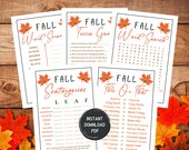 Fall Games Bundle, Fall Party Game, Printable Fall Family Games, Fall Trivia Game, Fall Activities For Kids Adults Teens, Thanksgiving Games