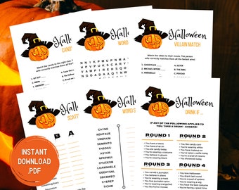 Halloweenspel, Halloweenfestspel, utskrivbara Halloweenspel, Halloweenspel för vuxna, utskrivbara festspel, Halloweenspelpaket