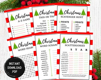 Christmas Game Bundle, Holiday Party Games, Christmas Party Games, Printable Christmas Games, Games For Kids Adults Groups Families Office