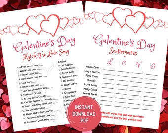 Galentine's Day Games Bundle: Scattergories & Love Song (PDF Printable Download)