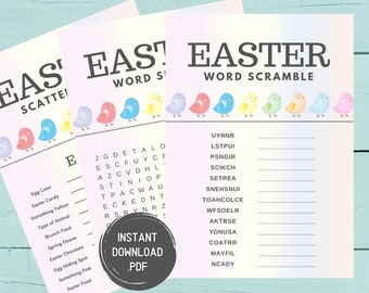 Easter Games - Easter Printable Games - Word Scramble - Word Search - Scattergories - Easter Family Games - Fun Easter - Instant Download