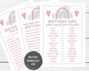 First Birthday Games, Who Knows Baby Best, Who Knows The Birthday Girl, 1st Birthday Party Game, First Birthday Party Game, Instant Download