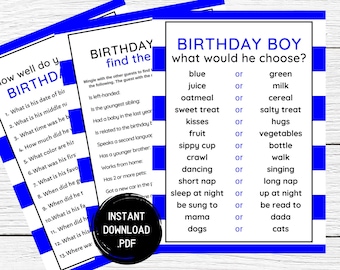 First Birthday Games, Who Knows Baby Best, Who Knows The Birthday Boy, 1st Birthday Party Games, First Birthday Party Game, Instant Download