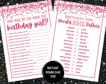 Teen Birthday Party Games: Would She Rather, Know the Birthday Girl (Digital Download)
