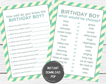 1st Birthday Games, Birthday Boy, Who Knows Baby Best, 1st Birthday Party Games, First Birthday Party Games, 1 Year Old, Instant Download