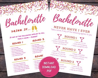 Bachelorette Party Games - Pink & Gold Bachelorette Drinking Games - Bachelorette Games - Drinking Games - Hen Party Games - Printable Games
