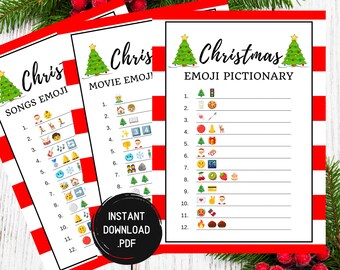 Emoji Pictionary Games, Christmas Games, Christmas Party Games, Christmas Emoji Printable Games, Holiday Party Games, Instant Download